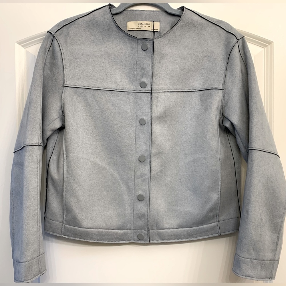Zara suede Jacket XS Never worn. Pale blue